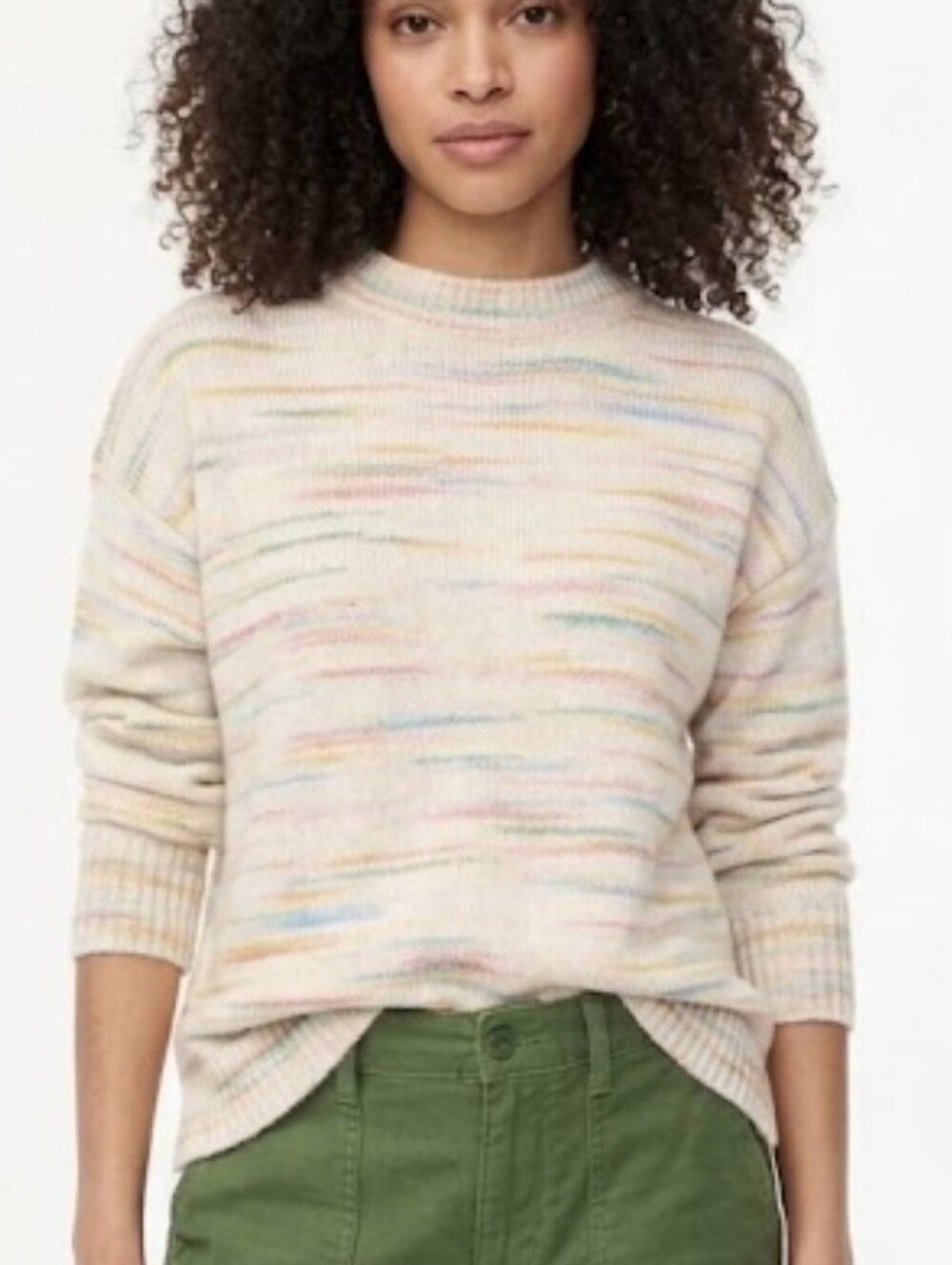 J. Crew Cream Space-dyed Boxy Crewneck Sweater Size Small